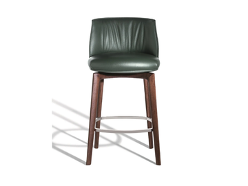 ARCHIBALD - High upholstered leather stool with footrest by Poltrona Frau - view 2